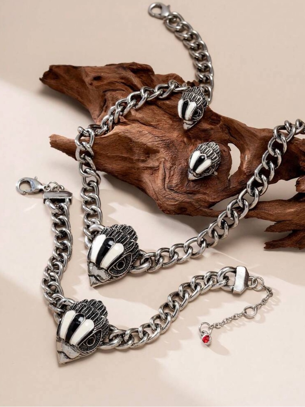 New Kurt Geiger Silver-Tone Link Bracelet and Necklace set